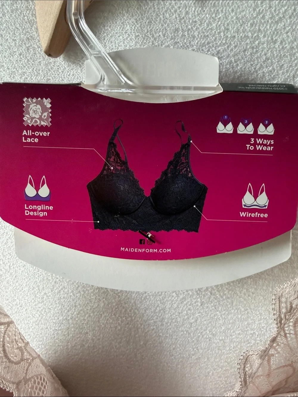 Maidenform Lace Longline Wireless Bra - Light Blush